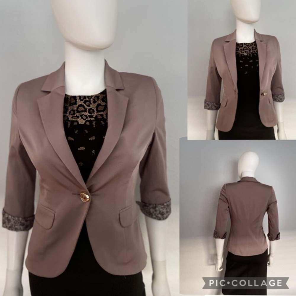 NWT WOMEN BLAZER SINGLE-BREASTED JACKET‎ 3/4 SLEEVE